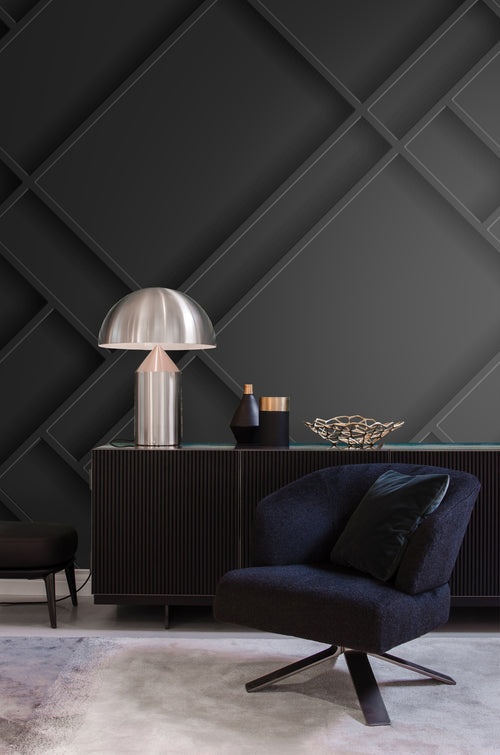 Origin Wallcoverings fotobehang wandpanelen diagonaal zwart - 2 x 2.79 m - 357327 - vtwonen shop