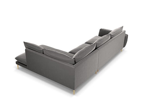 Cosmopolitan Design rechter hoekbank Vienna 6-zits, flueel, lichtgrijs - 185x275x95cm