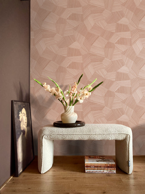 Origin Wallcoverings behang grafisch 3D motief terracotta roze - 53 cm x 10.05 m - 348040