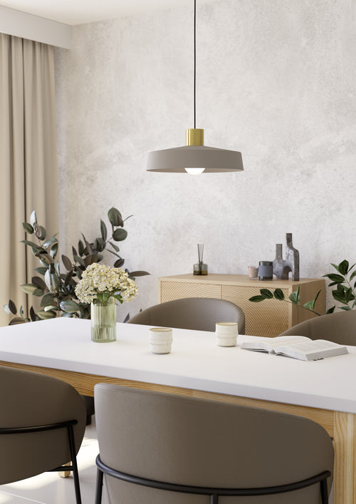 EGLO hanglamp Valdiola - e27 - ø 36 cm - beige/goud - staal