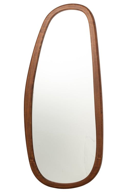J-Line Wandspiegel met walnootlook - spiegel - donkerbruin