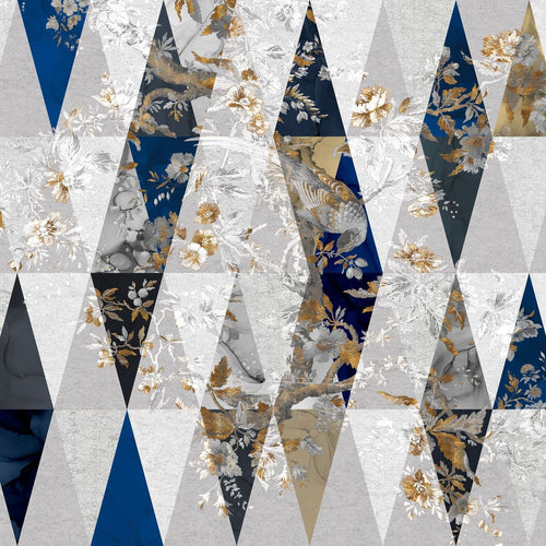 Sanders & Sanders fotobehang grafisch motief grijs en blauw - 300 x 280 cm - 611850