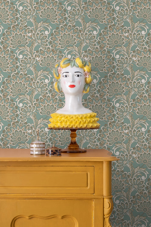 ESTAhome behang vintage bloemen vergrijsd groen - 50 x 900 cm - 131088 - vtwonen shop