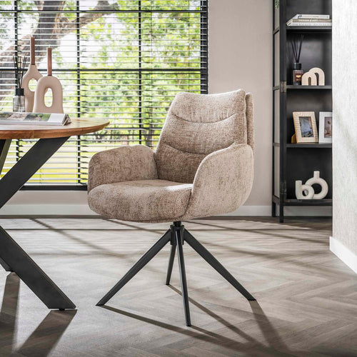 Giga Meubel Eetkamerstoel Lounge - Zand - Draaibaar - Set van 2 - vtwonen shop