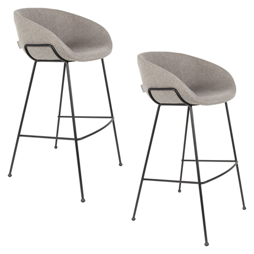 Zuiver Feston Barkrukken rugleuning 76 cm Grijs  - Set van 2
