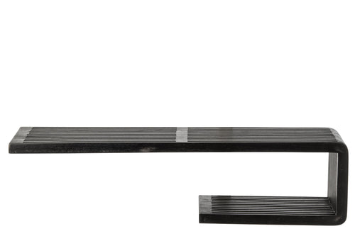 J-Line Wandrek met latten - gerecycled hout - zwart - large