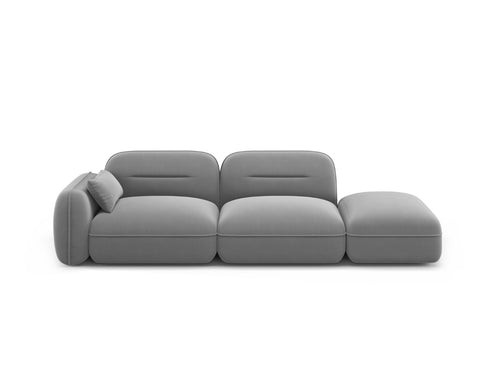 Cosmopolitan Design Rechte modulaire bank Sydney 3-zits, flueel, lichtgrijs - 90x295x70cm
