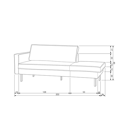 BePureHome daybed links Rodeo - Eco-leder - Zwart - 85x203x86 - vtwonen shop