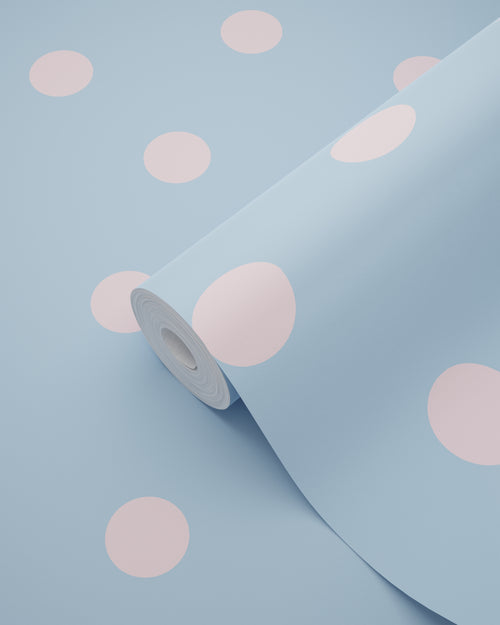 ESTAhome behang stippen blauw en roze - 50 x 900 cm - 131577 - vtwonen shop