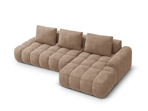 Cosmopolitan Design Converteerbare hoekbank rechts met opbergdoos Linz 3-zits, flueel donkerbeige - 142x275x84cm