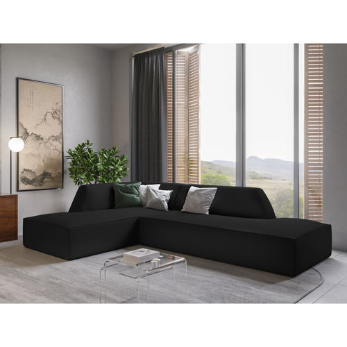 Cosmopolitan Design - Modulaire hoekbank links Siena 4-zits, structurele stof zwart - 180x273x69cm