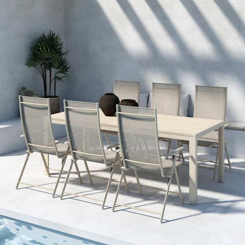 Nest outdoor Joas Polywood Tuin Eettafel Beige - 205 x 90 cm
