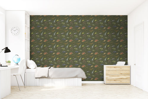 Sanders & Sanders behang dinosaurussen donkergroen - 50 x 900 cm - 935369