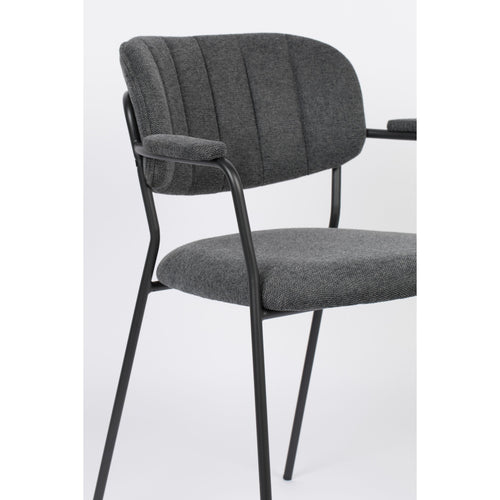 Housecraft Living Jolien Eetkamerstoelen armleuning Zwart/Donkergrijs - Set van 2 - vtwonen shop