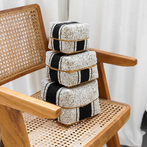 NOA MAY Offermand Leyo - naturel/zwart - bamboe - 15 x 15 x 10 cm