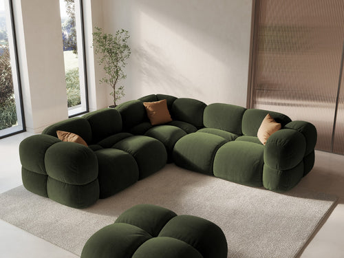 Cosmopolitan Design Hoekbank Loretto 4-zits, flueel groente - 250x250x68cm