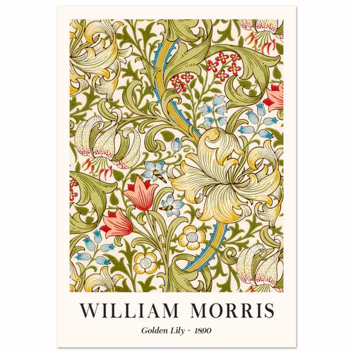 Artfulprints Poster met Lijst William Morris - Golden lilly 1890   - 50x70 cm - Groen