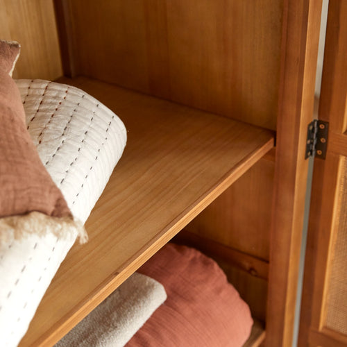 Tikamoon Opbergkast van grenenhout en rotan vlechtwerk - Naturel