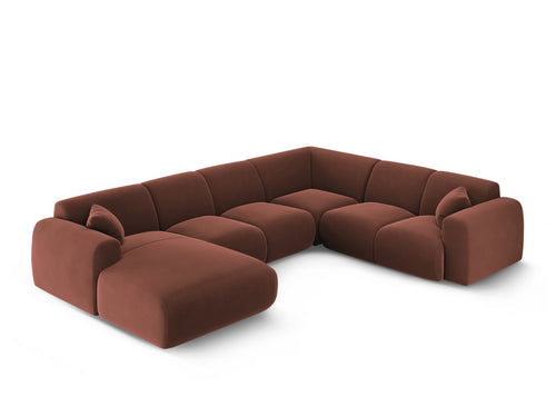 Cosmopolitan Design Panoramische hoekbank rechts Nolio 6-zits, flueel leer - 252x342x72cm