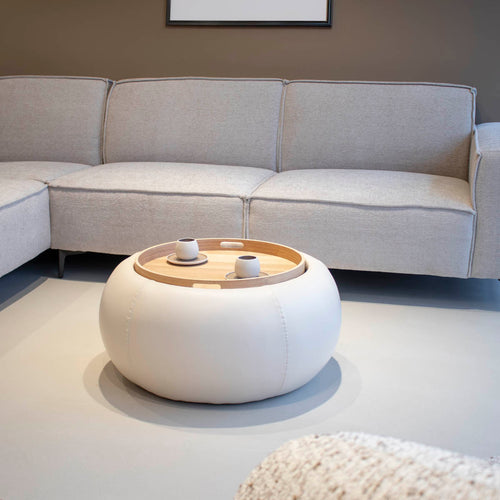 DÉJA Living Salontafel Draby - Rond Beige/Naturel - Incl. Opbergruimte - 73cm