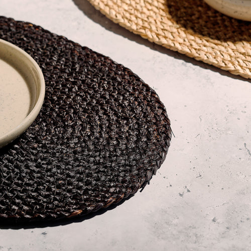 Salt & Pepper - Placemat 45x30cm ovaal maisblad zwart TableTop - Set van 4