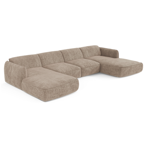 Sia Home - Panoramische banken LIVIA - Fluweel weefsel - Mol - 346cm