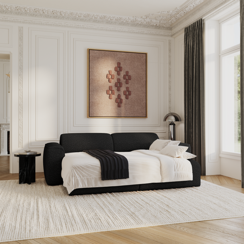 Sia Home - Rechte bank YUMA - Bouclette stof - Zwart - 240cm - vtwonen shop