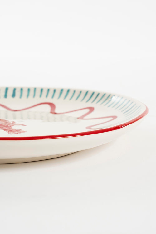 Mica Decorations Ariane Dinerbord - Set van 4 - Ø27 cm - Steengoed - Rood - vtwonen shop