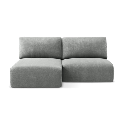 LaMiaSofa hoekbank links Ostia - chenille stof - grijs - 210x149x79