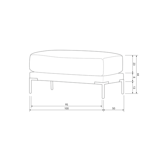 vtwonen poef Couple - Polyester - Chocolade Bruin - 44x50x100