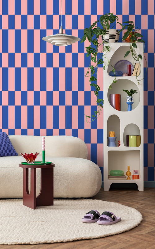 ESTAhome behang streep roze en koningsblauw - 50 x 900 cm - 130921 - vtwonen shop