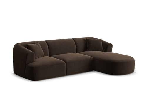 Cosmopolitan Design Modulaire hoekbank rechts Campi 4-zits, flueel chocolade - 156x256x70cm