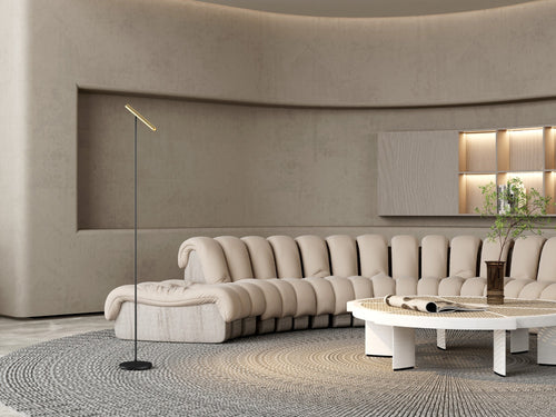 Artdelight vloerlamp Kansas - 1 lichts - 25  x 140   cm - zwart mat goud - vtwonen shop