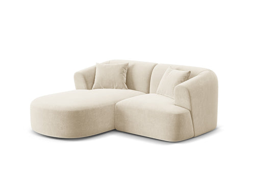 Cosmopolitan Design Modulaire hoekbank links Campi 3-zits, flueel lichtbeige - 156x180x70cm