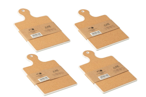 J-Line snijplank in doos - keramiek - zwart/wit - 4 stuks