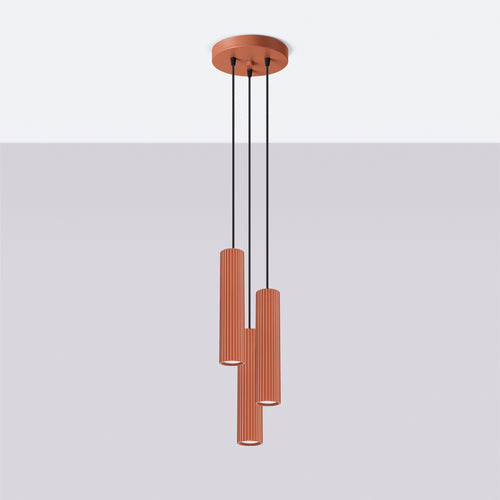 Sollux Lighting Hanglamp KARBON 3P rood oker - 19,5x19,5x108cm
