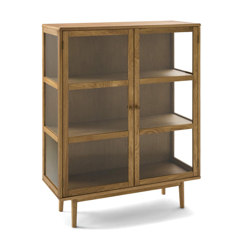 Furnhouse vitrinekast Svendborg - Natuurlijk eikenhout - MDF, Eikenfineer - 40x100x125