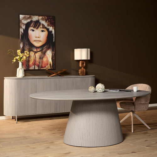 StarFurn Eettafel Solana - Ovaal Taupe Hout - 240x120x76cm