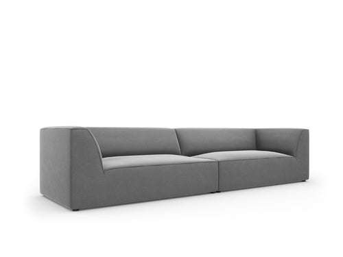 Micadoni Bank Ruby 4-zits, flueel, grijs - 93x302x69cm