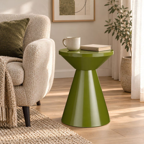 Mica Decorations Jim Bijzettafel - Salontafel met Strak Design voor de Woonkamer - Nachtkastje van Stevig IJzer - Rond Tafeltje voor Extra