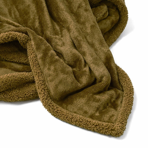 STANLEY - Plaid 150x200 cm - fleece deken met teddy en fleece - Military Olive - groen