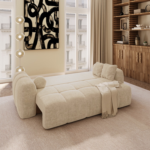 Premium Interiors - Slaapbank met opbergruimte SKY - kruisbinding beige 260cm