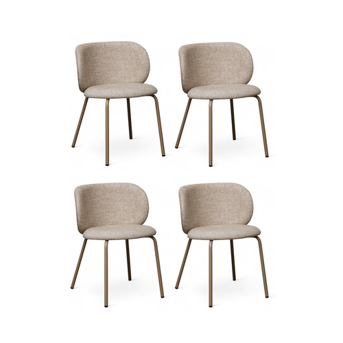 Furnhouse eetkamerstoel Nanna - Beige - Stof (Bouclé) - Set van 4