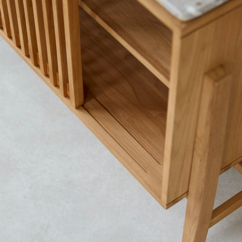 Tikamoon Buffetkast van massief teakhout en premium terrazzo 160 cm - Naturel