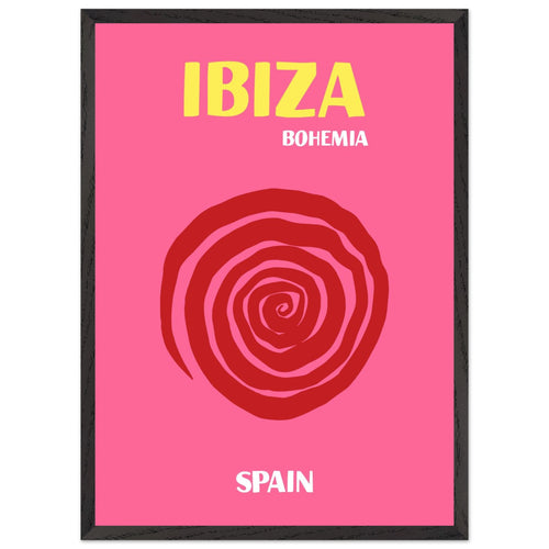 Artfulprints Poster met Lijst Spanje - Ibiza   - 50x70 cm - Roze