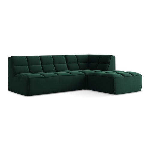 LaMiaSofa Modulaire hoekbank rechts Belluno - velours - flessengroen - 258x178x75