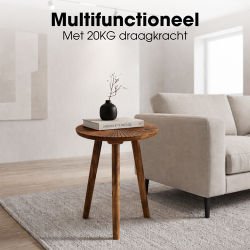 Mica Decorations Pomante Bijzettafel - Tafeltje - Koffietafel van Mangohout - Handig als Plantentafel of Plantenstandaard - Klein Salontafeltje - 46 x