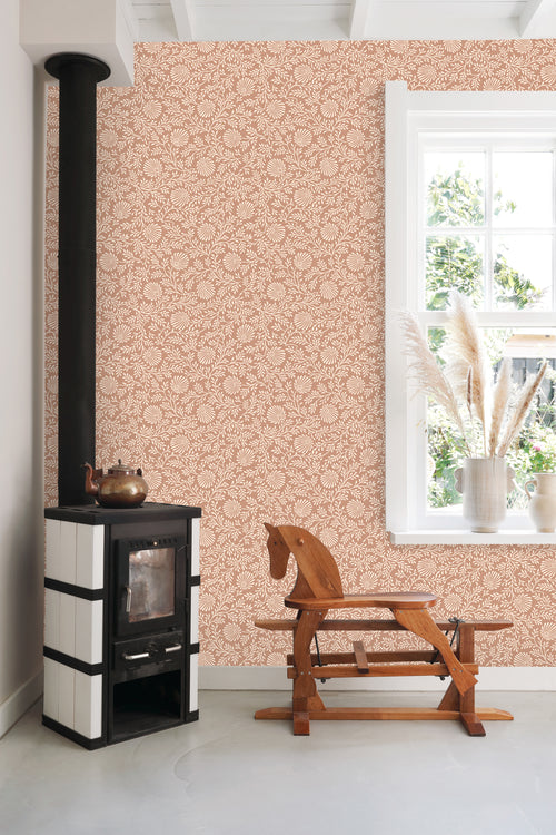 ESTAhome behang vintage bloemen terracotta roze - 50 x 900 cm - 131517 - vtwonen shop