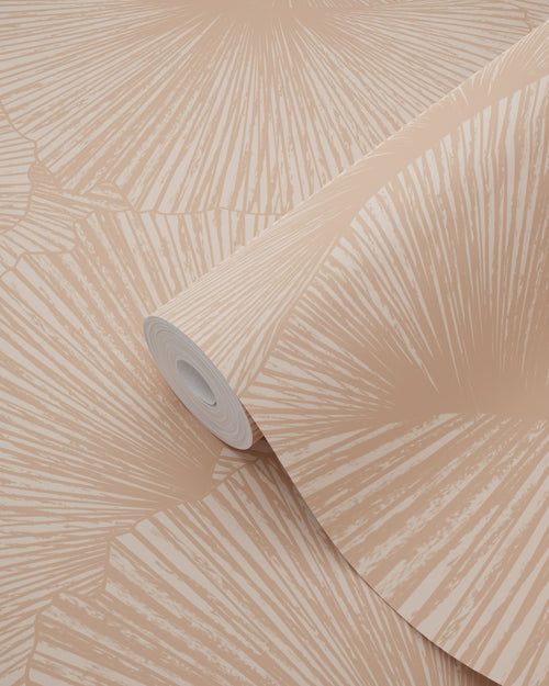 ESTAhome behang 3D-motief bladeren terracotta roze - 53 cm x 10.05 m - 131396 - vtwonen shop