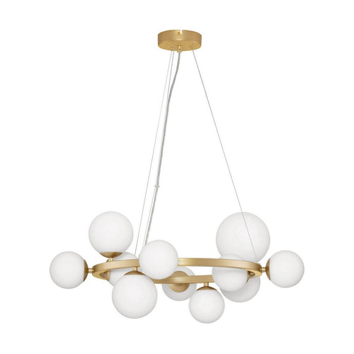 Nova Luce ODILLIA Bolvormige hanglamp voor plafond, opaal, matgoud, LED G9 11x5W